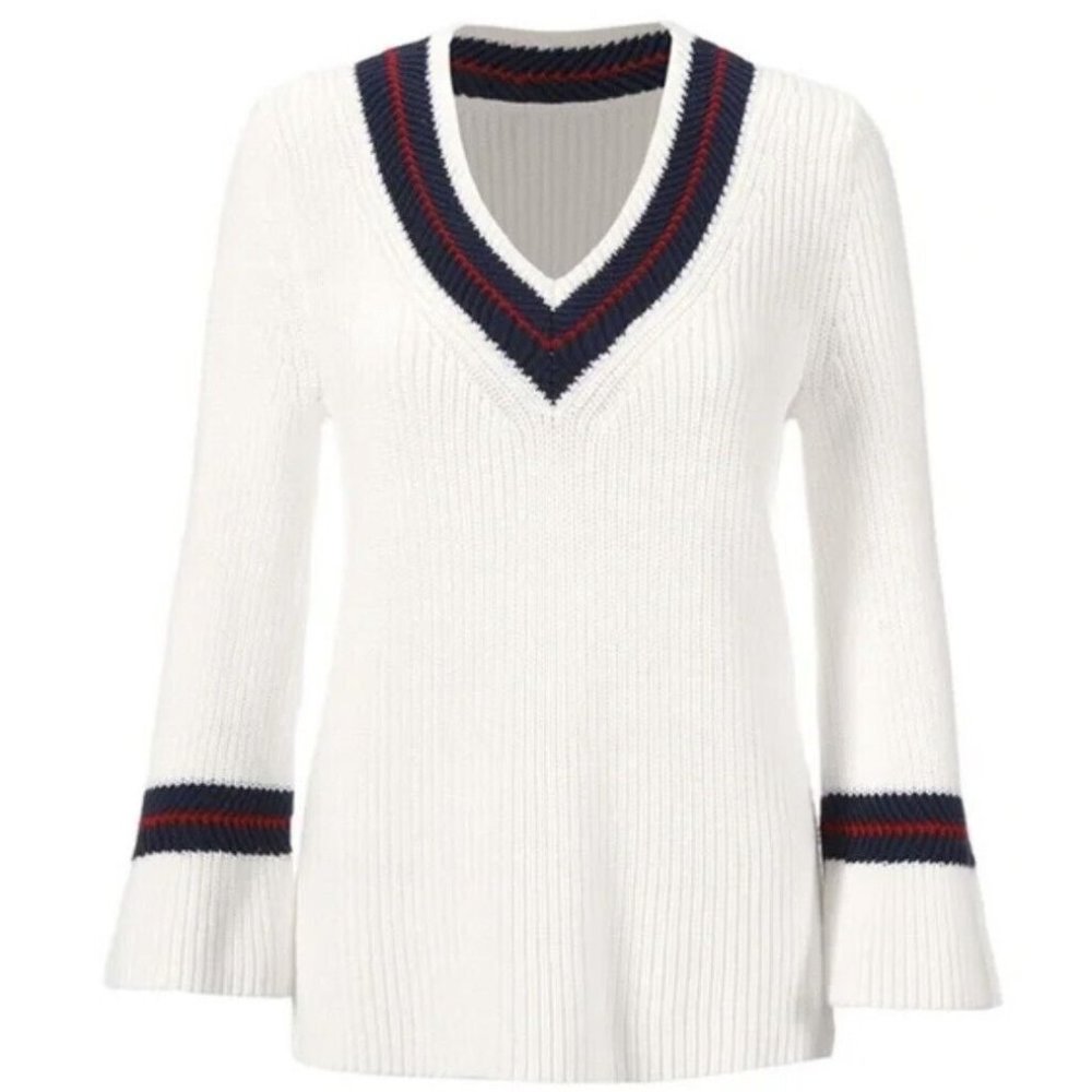 Cabi Varsity Ace‎ Sweater 5639 Medium Chunky Knit Grandpa Pullover Vneck